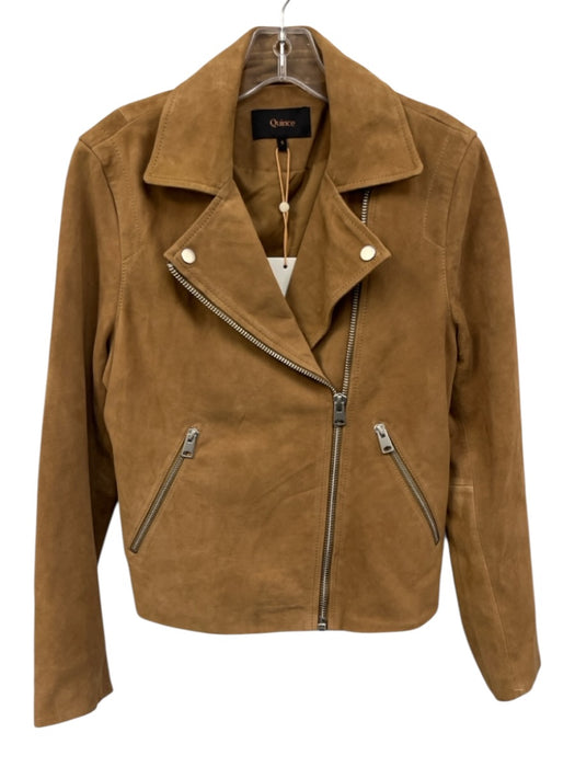 Quince Size S Light Brown Goat Suede Silver Hardware Moto Jacket Light Brown / S