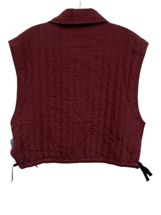 TELA Size M Burgundy Red Viscose & Lyocell Quilted Stand Collar Side Ties Vest Burgundy Red / M