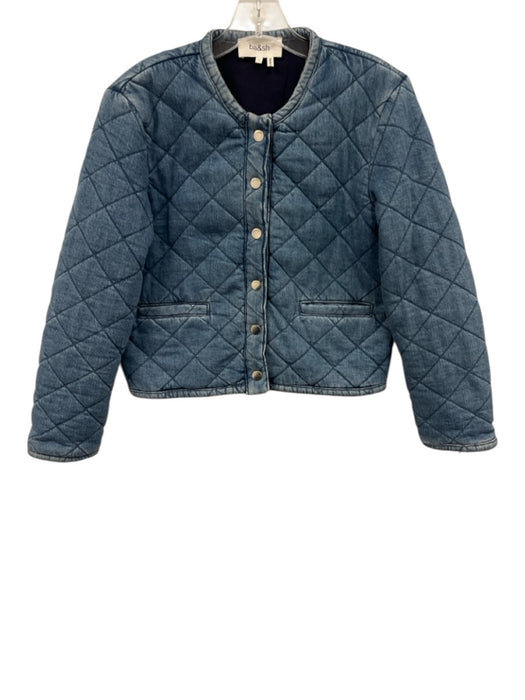 Ba&sh Size S Medium Wash Cotton Denim Quilted Snaps Pockets Jacket Medium Wash / S