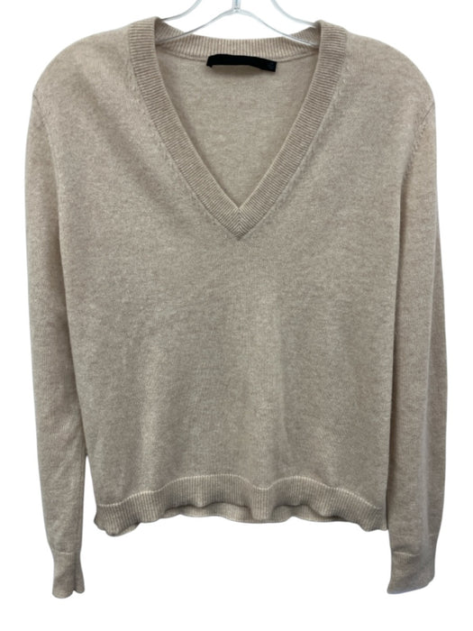 Jenni Kayne Size XS Beige Cream Cashmere V Neck Knit Sweater Beige Cream / XS