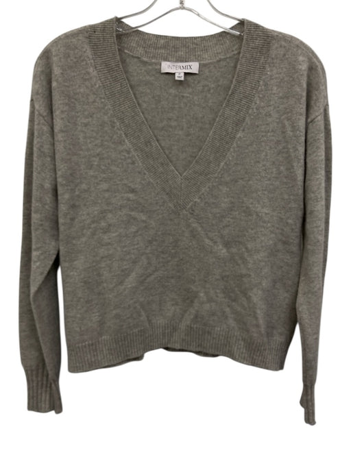 Intermix Size P Gray Cashmere V Neck Ribbed Trim Sweater Gray / P