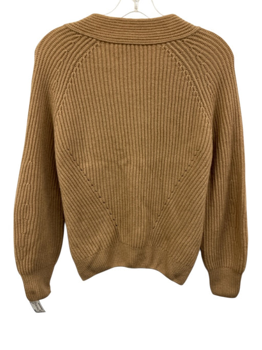 R/ Label Size XS Light Brown Wool & Cashmere V Neck Rib Knit Long Sleeve Sweater Light Brown / XS