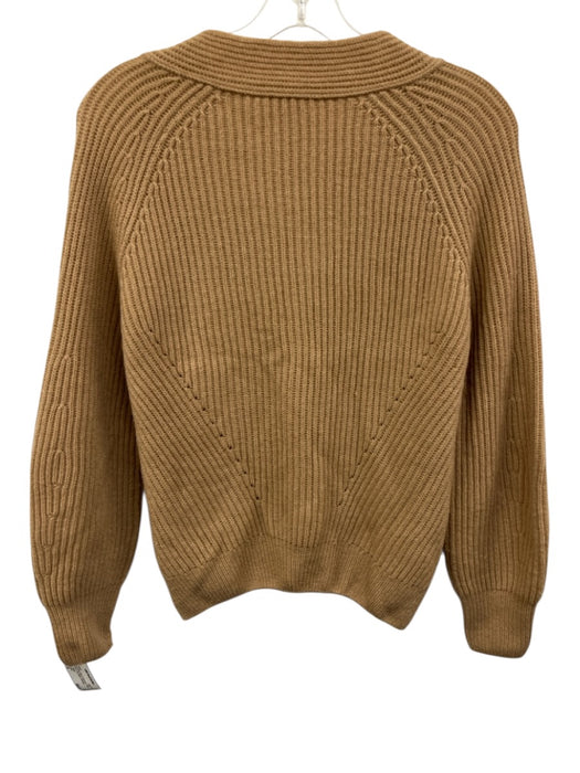 R/ Label Size XS Light Brown Wool & Cashmere V Neck Rib Knit Long Sleeve Sweater Light Brown / XS