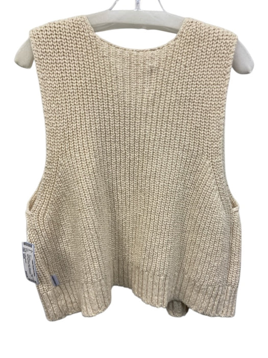 Le Bon Shoppe Size XS/S Cream White Cotton Sleeveless Rib Knit Vest Sweater Cream White / XS/S
