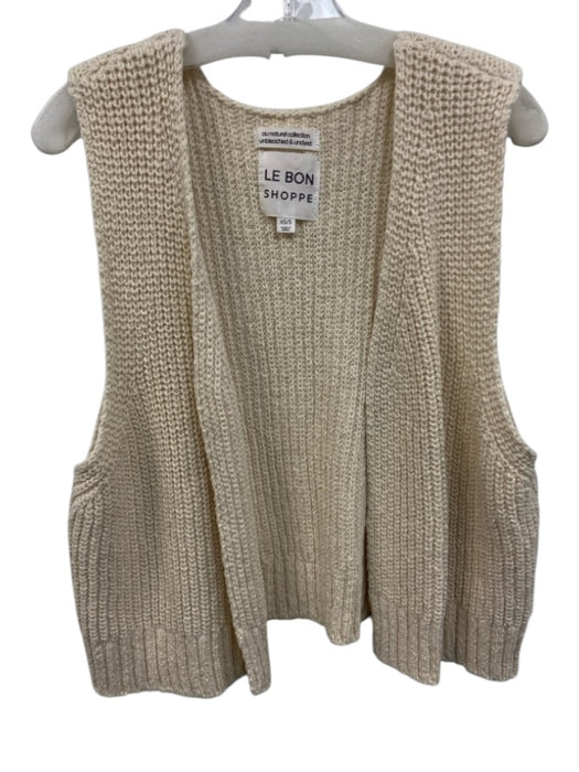 Le Bon Shoppe Size XS/S Cream White Cotton Sleeveless Rib Knit Vest Sweater Cream White / XS/S
