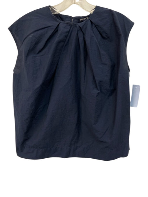Soeur Size 34 Dark Blue Cotton & Polyamide Sleeveless Gathered Neckline Top Dark Blue / 34