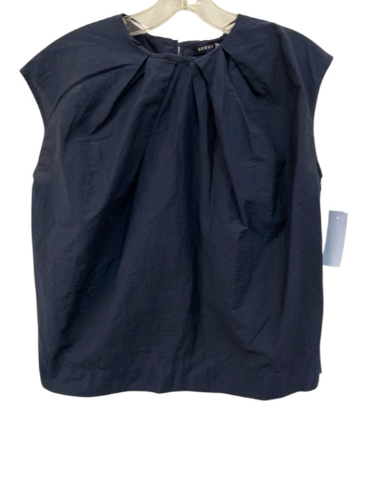 Soeur Size 34 Dark Blue Cotton & Polyamide Sleeveless Gathered Neckline Top Dark Blue / 34