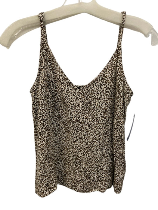 Jenni Kayne Size XS Brown, Beige, White Viscose Spaghetti Strap Animal TankTop Brown, Beige, White / XS