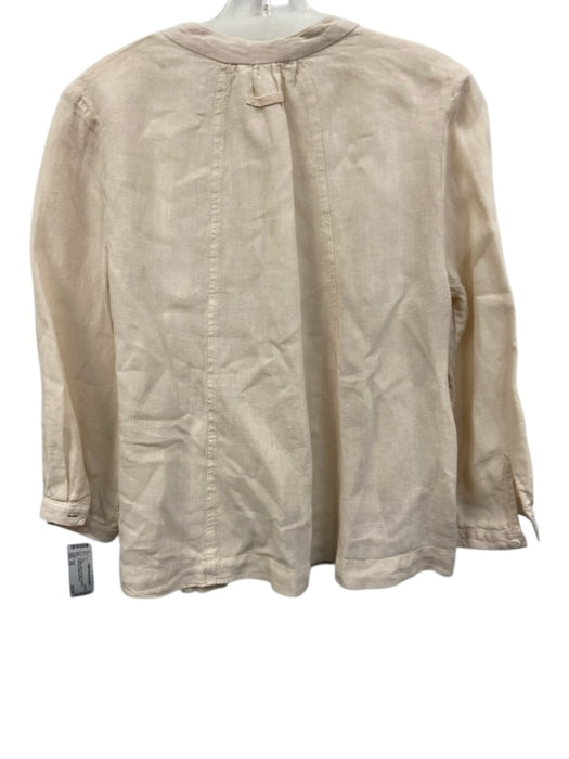 Toast Size XS Cream Linen 3/4 Sleeve Buttons Gathered Detail Top Cream / XS