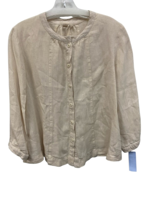Toast Size XS Cream Linen 3/4 Sleeve Buttons Gathered Detail Top Cream / XS