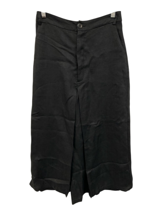 Cordera Size S Dark Gray Organic Linen Elastic Waist Zip Fly Culotte Pants Dark Gray / S