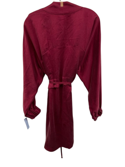 Lunya Size XS/S Wine Red Silk Long Sleeve Wrap V Neck Knee length Dress Wine Red / XS/S