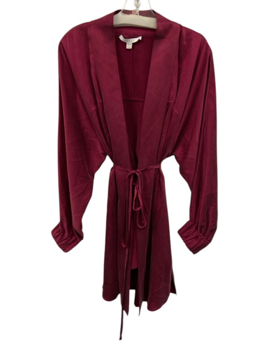 Lunya Size XS/S Wine Red Silk Long Sleeve Wrap V Neck Knee length Dress Wine Red / XS/S