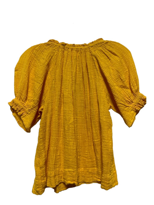 Apiece Apart Size XS Marigold Cotton Short Balloon Sleeve V Neck Textured Top Marigold / XS