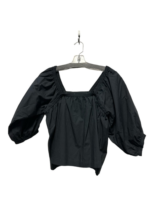 Apiece Apart Size XS Black Cotton 3/4 Sleeve Square Neck Top Black / XS