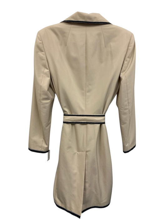 Saks Fifth Ave Size 8 Khaki Beige & Black Polyester Blend Button Front Long Coat Khaki Beige & Black / 8