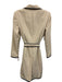 Saks Fifth Ave Size 8 Khaki Beige & Black Polyester Blend Button Front Long Coat Khaki Beige & Black / 8