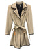 Saks Fifth Ave Size 8 Khaki Beige & Black Polyester Blend Button Front Long Coat Khaki Beige & Black / 8