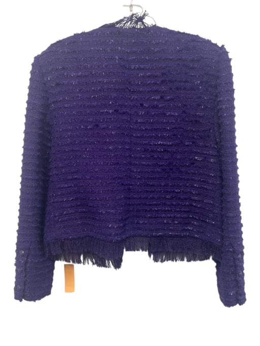 L'agence Size 8 Purple Polyester Blend Shimmer Tweed Fringe Detail Jacket Purple / 8