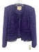 L'agence Size 8 Purple Polyester Blend Shimmer Tweed Fringe Detail Jacket Purple / 8