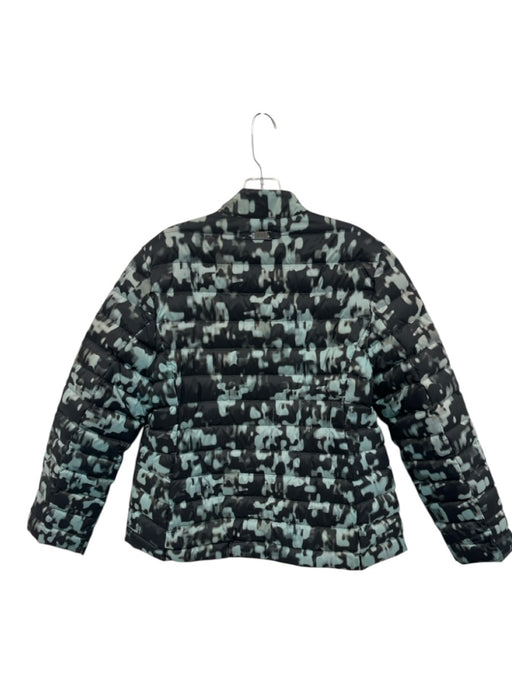 Armani Collezioni Size 8 Black & Aqua Blue Polyamide Down Fill Quilted Jacket Black & Aqua Blue / 8