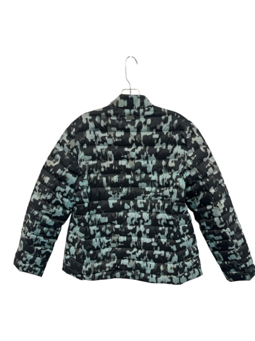Armani Collezioni Size 8 Black & Aqua Blue Polyamide Down Fill Quilted Jacket Black & Aqua Blue / 8