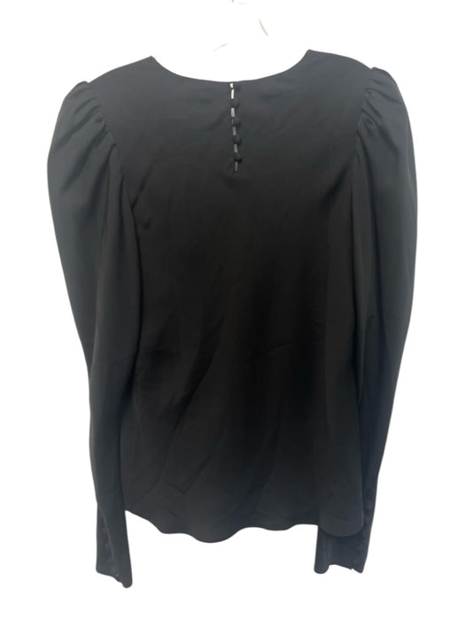 Frame Size M Black Silk Long Sleeve Puff Shoulder V Neck Keyhole Back Top Black / M