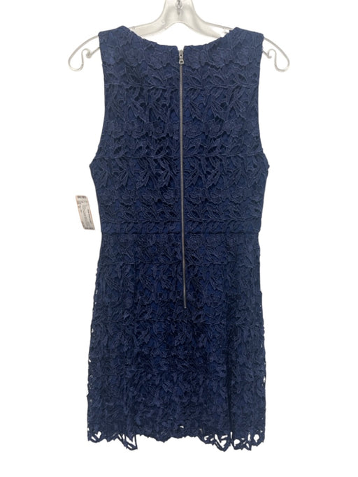 Alice + Olivia Size 10 Navy Blue Polyester Blend Floral Lace Overlay Dress Navy Blue / 10