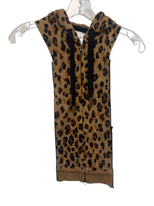Veronica Beard Size 00-14 Brown & Black Cotton Leopard Print Zip Up Hooded Top Brown & Black / 00-14