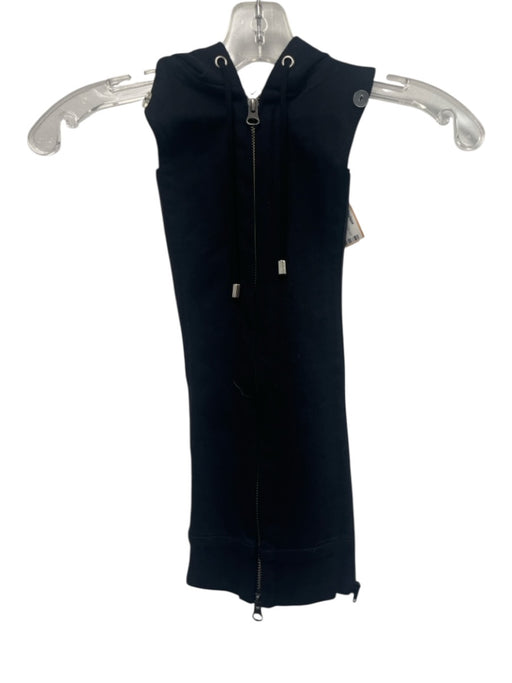 Veronica Beard Size 00-14 Black Cotton Zip Up Hooded Dickey Top Black / 00-14
