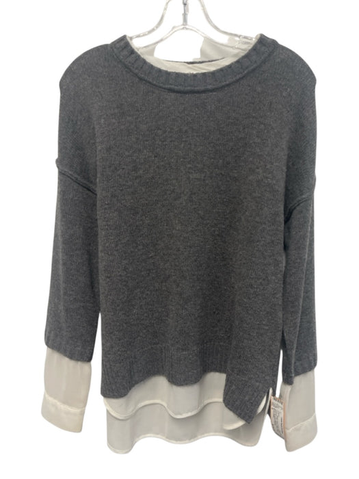 Brochu Walker Size S Gray & White Wool & Cashmere Knit Layered Effect Sweater Gray & White / S