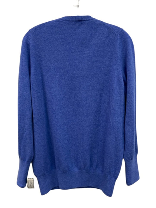 Ann Mashburn Size S Blue Cashmere Eel Skin Knit V Neck Ribbed Hem Sweater Blue / S