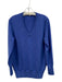 Ann Mashburn Size S Blue Cashmere Eel Skin Knit V Neck Ribbed Hem Sweater Blue / S