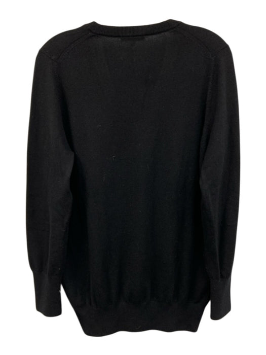Ann Mashburn Size M Black Missing Fabric Tag Knit V Neck Ribbed Hem Sweater Black / M