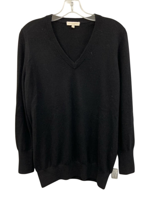 Ann Mashburn Size M Black Missing Fabric Tag Knit V Neck Ribbed Hem Sweater Black / M