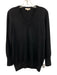 Ann Mashburn Size M Black Missing Fabric Tag Knit V Neck Ribbed Hem Sweater Black / M