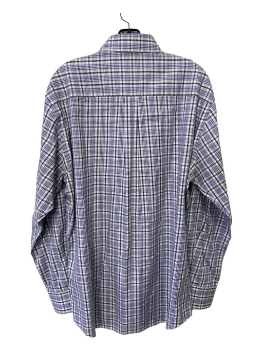 Peter Millar Size L Purple & Multi Print Cotton Plaid Collared Long Sleeve Shirt L