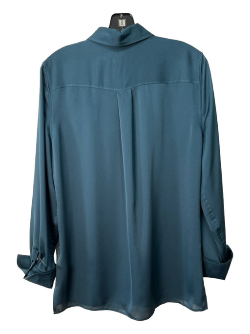 Equipment Size M Teal Polyester Button Up Satin Top Teal / M