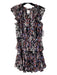 Misa Size Medium Black & Multi Viscose Floral Tie at Neck Ruffle Accent Dress Black & Multi / Medium