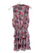 Misa Size Medium Grey, Purple & red Viscose Floral Half Button Sleeveless Dress Grey, Purple & red / Medium