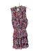 Misa Size Medium Grey, Purple & red Viscose Floral Half Button Sleeveless Dress Grey, Purple & red / Medium