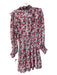 Misa Size Medium White, Red & Green Viscose Long Sheer Sleeves Floral Dress White, Red & Green / Medium