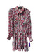 Misa Size Medium White, Red & Green Viscose Long Sheer Sleeves Floral Dress White, Red & Green / Medium