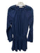 Ramy Brook Size M Navy Polyester Long Sleeve V Neck eyelet Hook & Eye Dress Navy / M