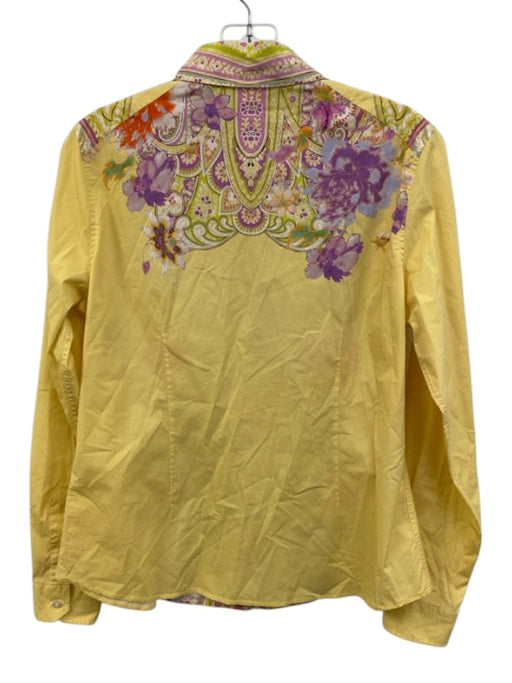 Etro Size 48 Yellow & Multi Cotton Long Sleeve Pasley Button Up Floral Top Yellow & Multi / 48