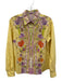 Etro Size 48 Yellow & Multi Cotton Long Sleeve Pasley Button Up Floral Top Yellow & Multi / 48