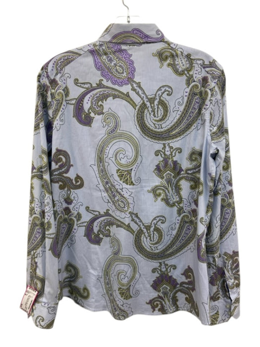 Etro Size 46 Blue, White, Multi Cotton Long Sleeve Pasley Button Up Top Blue, White, Multi / 46