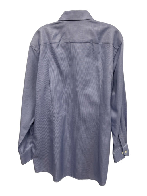 Eton Size 17 Blue & White Cotton Micro Button Up Men's Long Sleeve Shirt Blue & White / 17