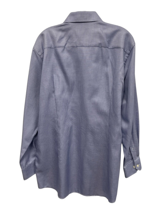 Eton Size 17 Blue & White Cotton Micro Button Up Men's Long Sleeve Shirt Blue & White / 17