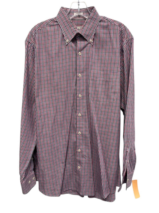 Peter Millar Size L Black & Purple Cotton Plaid Button Up Long Sleeve Shirt Black & Purple / L